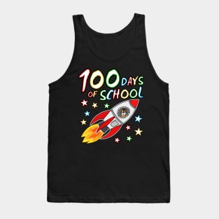 100 Days Of School Cat Space Rocket Kindergarten 2022 Tank Top